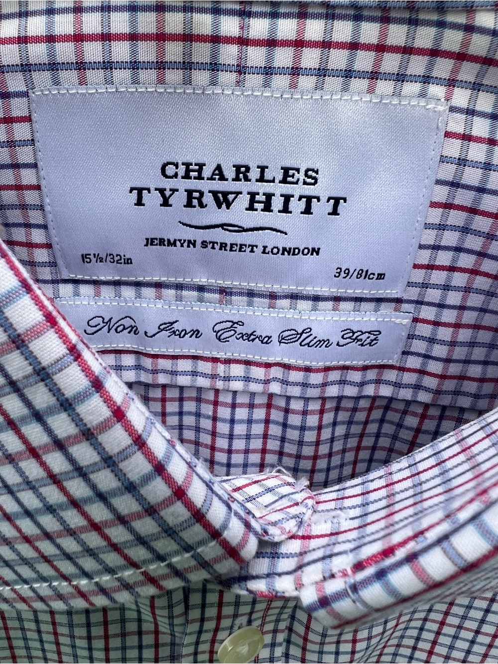 Charles Tyrwhitt Extra Slim Fit Dress Shirt Mens Stripe NonIron Cotton15.5/32